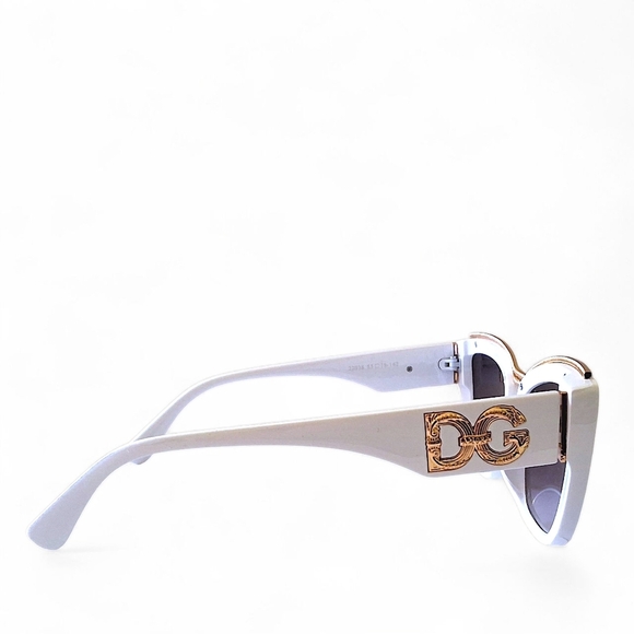 Dolce & Gabbana DG22038 Cat-Eye Sunglasses — White & Gold Luxe w/ Case - Picture 4 of 15